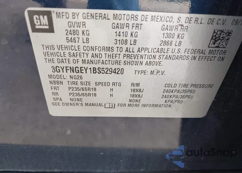 2011 Cadillac Srx Standard from USA, damaged, VIN 3GYFNGEY1BS529420